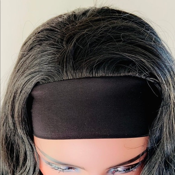 A Pretty “Put On & Go” Long Black Premium Fiber Headband Wig - Daily Wear/Event - Picture 2 of 16
